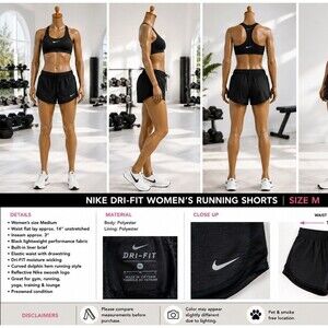 Nike Shorts Womens Medium Black Dri-FIT Lined Running Athletic Gym Sport Pockets